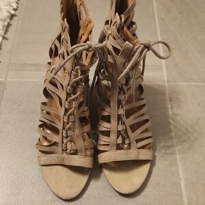 Nine West Taupe Strappy Heels